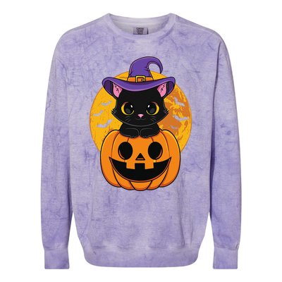 Halloween Black Cat Witch Hat Pumpkin For Colorblast Crewneck Sweatshirt