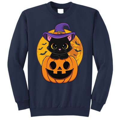 Halloween Black Cat Witch Hat Pumpkin For Sweatshirt