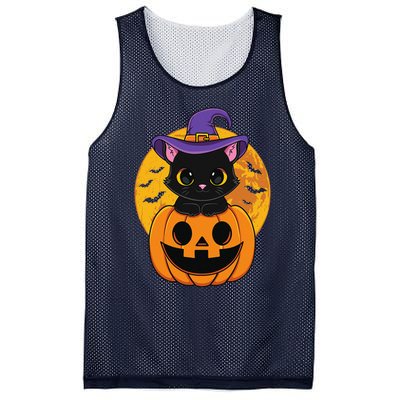 Halloween Black Cat Witch Hat Pumpkin For Mesh Reversible Basketball Jersey Tank