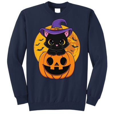 Halloween Black Cat Witch Hat Pumpkin For Tall Sweatshirt