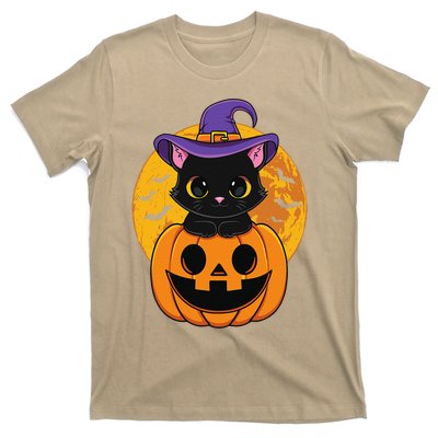 Halloween Black Cat Witch Hat Pumpkin For T-Shirt