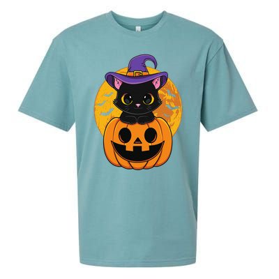 Halloween Black Cat Witch Hat Pumpkin For Sueded Cloud Jersey T-Shirt