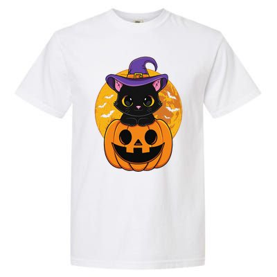 Halloween Black Cat Witch Hat Pumpkin For Garment-Dyed Heavyweight T-Shirt