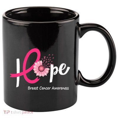 Hope Breast Cancer P.I.N.K Ribbons Sunflower 11oz C Handle Ceramic Mug
