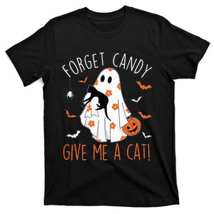 Halloween Black Cat Forget Candy Give Me A Cat Kids T-Shirt