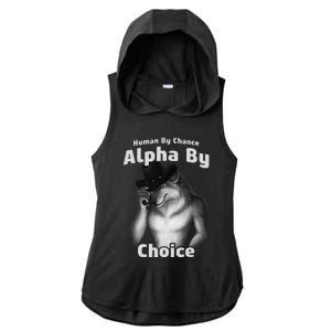 Human By Chance Alpha By Choice Cool Funny Alpha Wolf Memes Gift Ladies PosiCharge Tri-Blend Wicking Draft Hoodie Tank