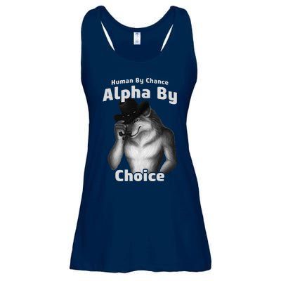 Human By Chance Alpha By Choice Cool Funny Alpha Wolf Memes Gift Ladies Essential Flowy Tank