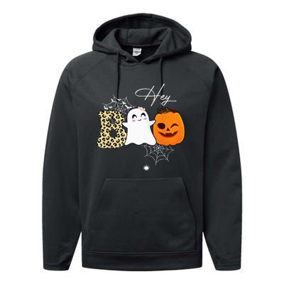 Hey Boo Cute Ghost Pumpkin Face Halloween Performance Fleece Hoodie