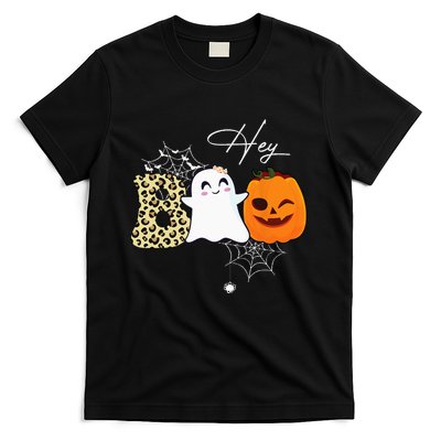 Hey Boo Cute Ghost Pumpkin Face Halloween T-Shirt