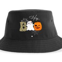 Hey Boo Cute Ghost Pumpkin Face Halloween Sustainable Bucket Hat