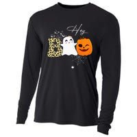 Hey Boo Cute Ghost Pumpkin Face Halloween Cooling Performance Long Sleeve Crew