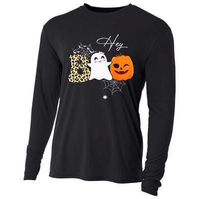 Hey Boo Cute Ghost Pumpkin Face Halloween Cooling Performance Long Sleeve Crew