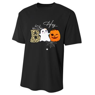 Hey Boo Cute Ghost Pumpkin Face Halloween Performance Sprint T-Shirt