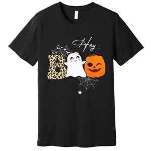 Hey Boo Cute Ghost Pumpkin Face Halloween Premium T-Shirt