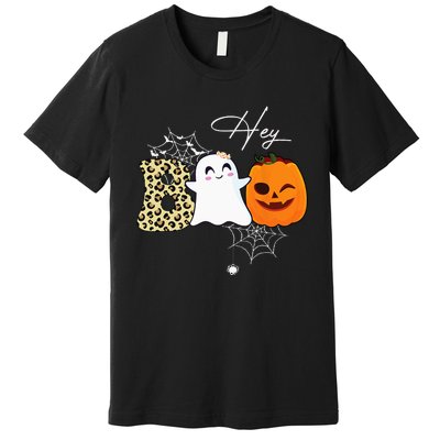 Hey Boo Cute Ghost Pumpkin Face Halloween Premium T-Shirt