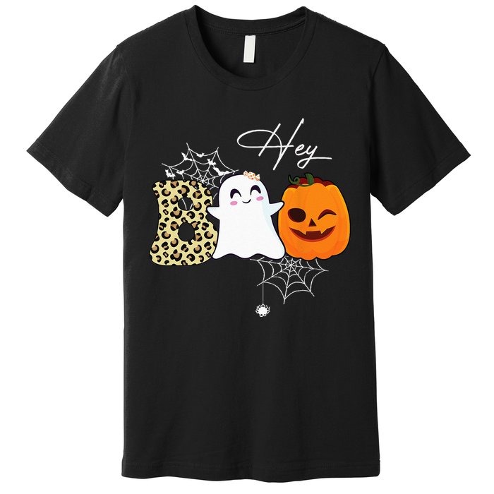 Hey Boo Cute Ghost Pumpkin Face Halloween Premium T-Shirt