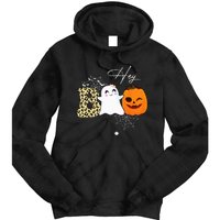 Hey Boo Cute Ghost Pumpkin Face Halloween Tie Dye Hoodie