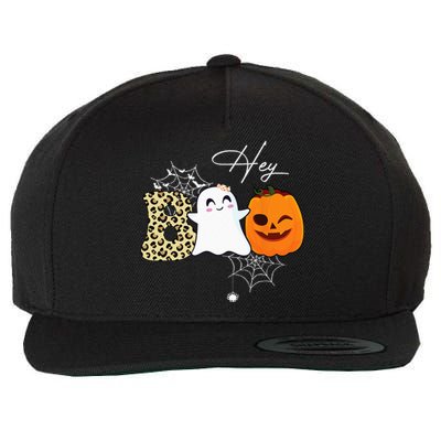 Hey Boo Cute Ghost Pumpkin Face Halloween Wool Snapback Cap