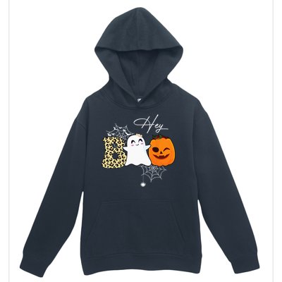 Hey Boo Cute Ghost Pumpkin Face Halloween Urban Pullover Hoodie