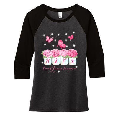 Hope Breast Cancer Awareness Women's Tri-Blend 3/4-Sleeve Raglan Shirt