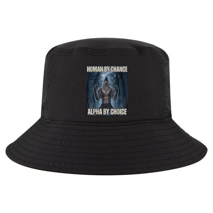 Human By Chance Alpha By Choice Alpha Wolf Meme Cool Comfort Performance Bucket Hat