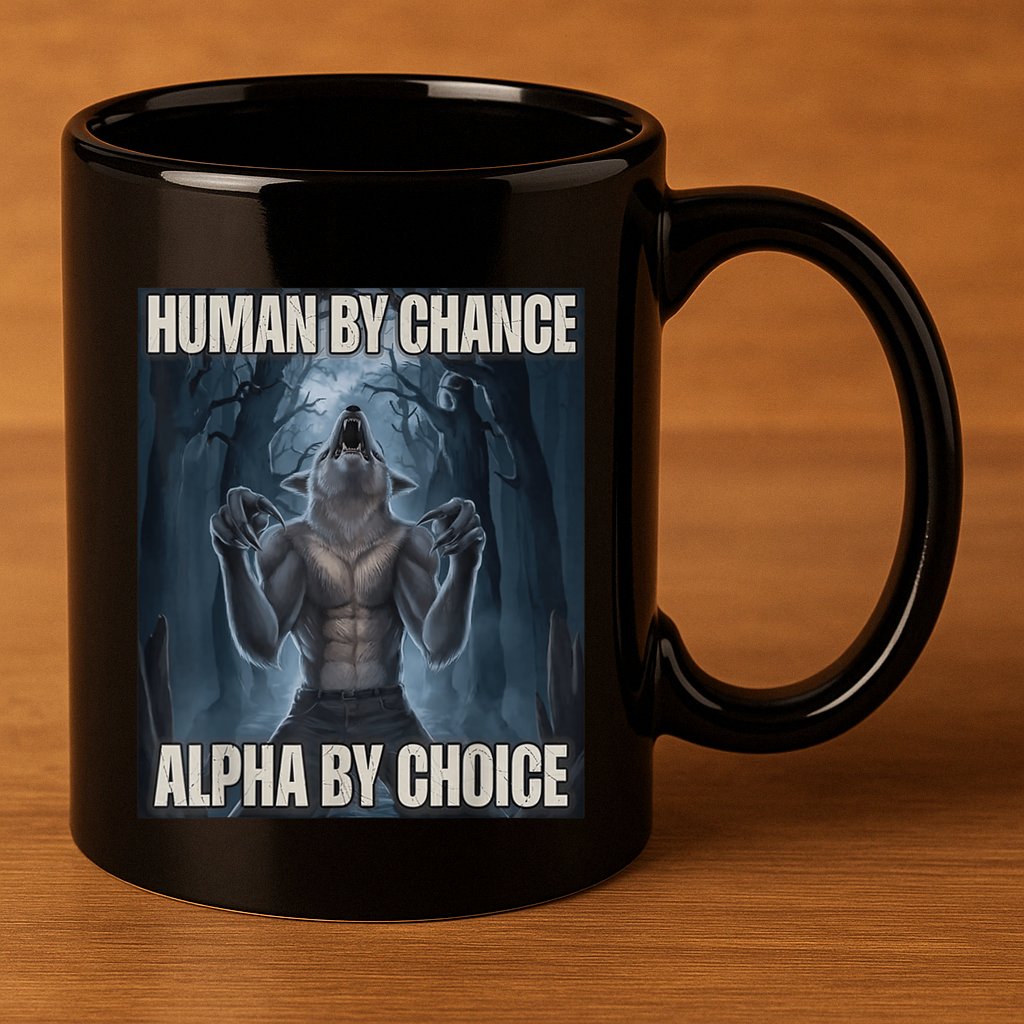 Human By Chance Alpha By Choice Alpha Wolf Meme 11oz C Handle Ceramic Mug