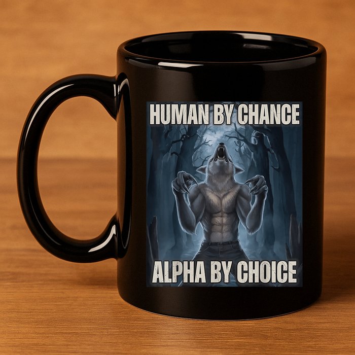 Human By Chance Alpha By Choice Alpha Wolf Meme 11oz C Handle Ceramic Mug