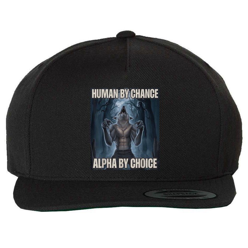 Human By Chance Alpha By Choice Alpha Wolf Meme Wool Snapback Cap