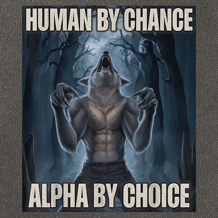 Human By Chance Alpha By Choice Alpha Wolf Meme Cotton Canvas Backpack