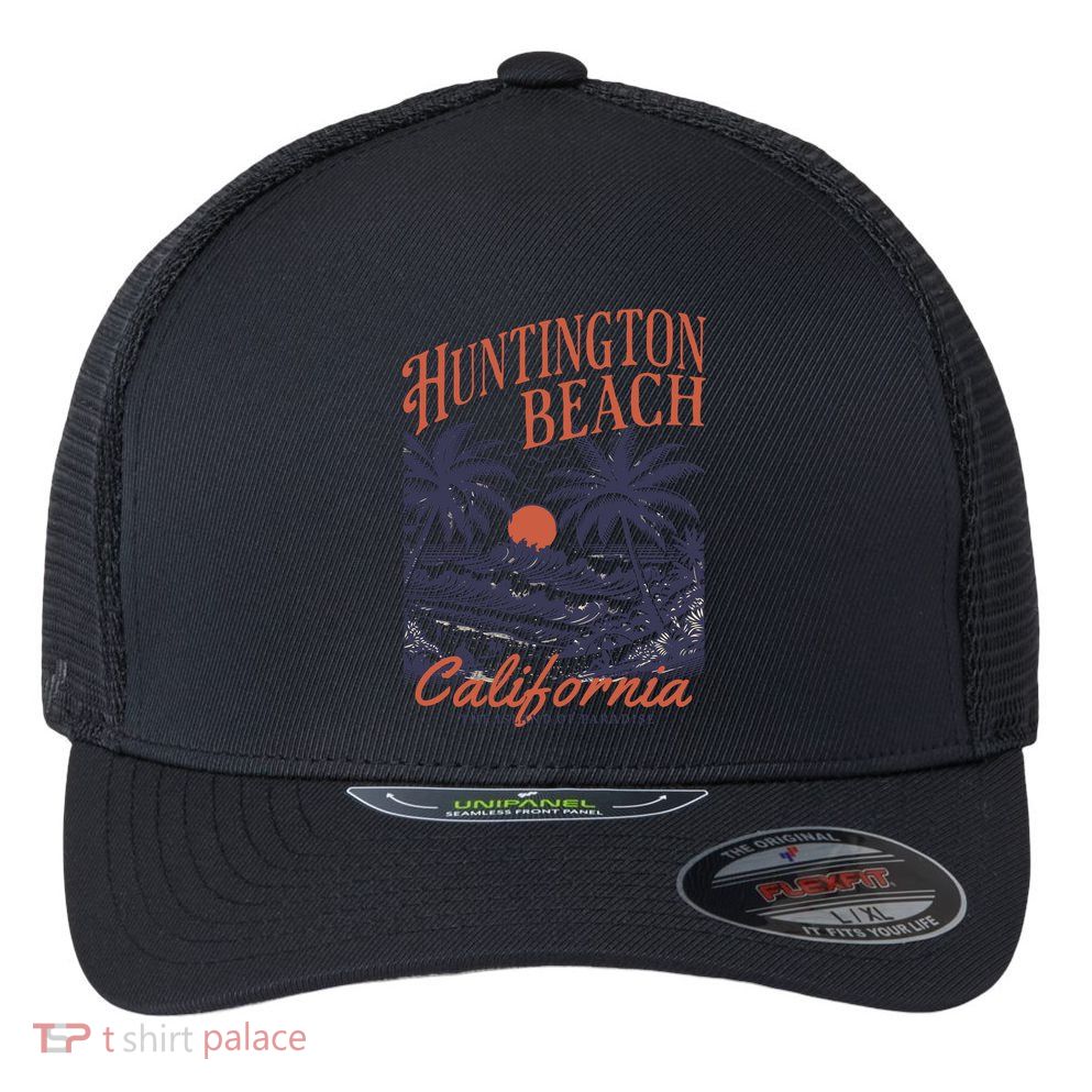 Huntington Beach California Flexfit Unipanel Trucker Cap