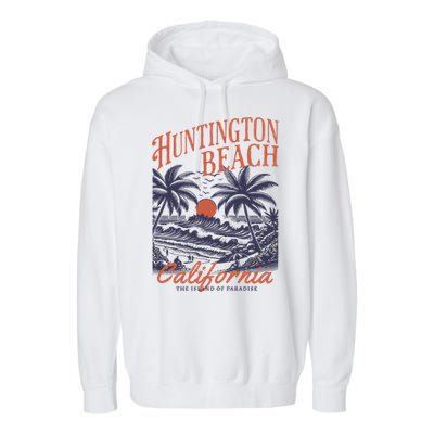 Huntington Beach California Garment-Dyed Fleece Hoodie