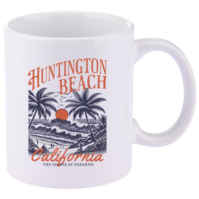 Huntington Beach California 11oz C Handle Ceramic Mug