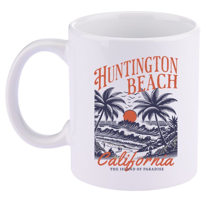 Huntington Beach California 11oz C Handle Ceramic Mug