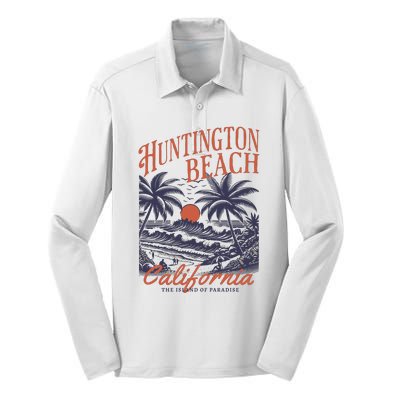 Huntington Beach California Silk Touch Performance Long Sleeve Polo