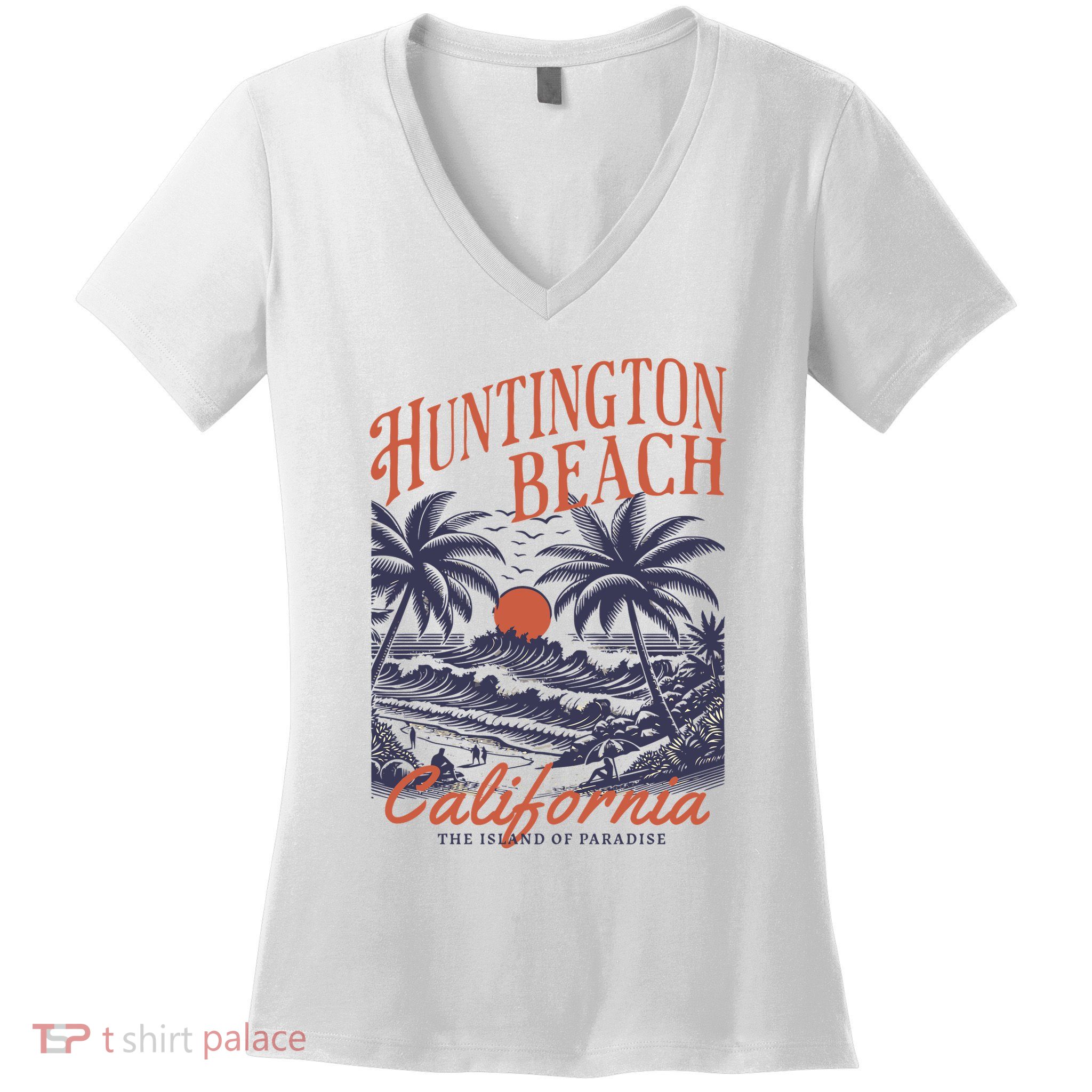 Huntington Beach California Women's V-Neck T-Shirt