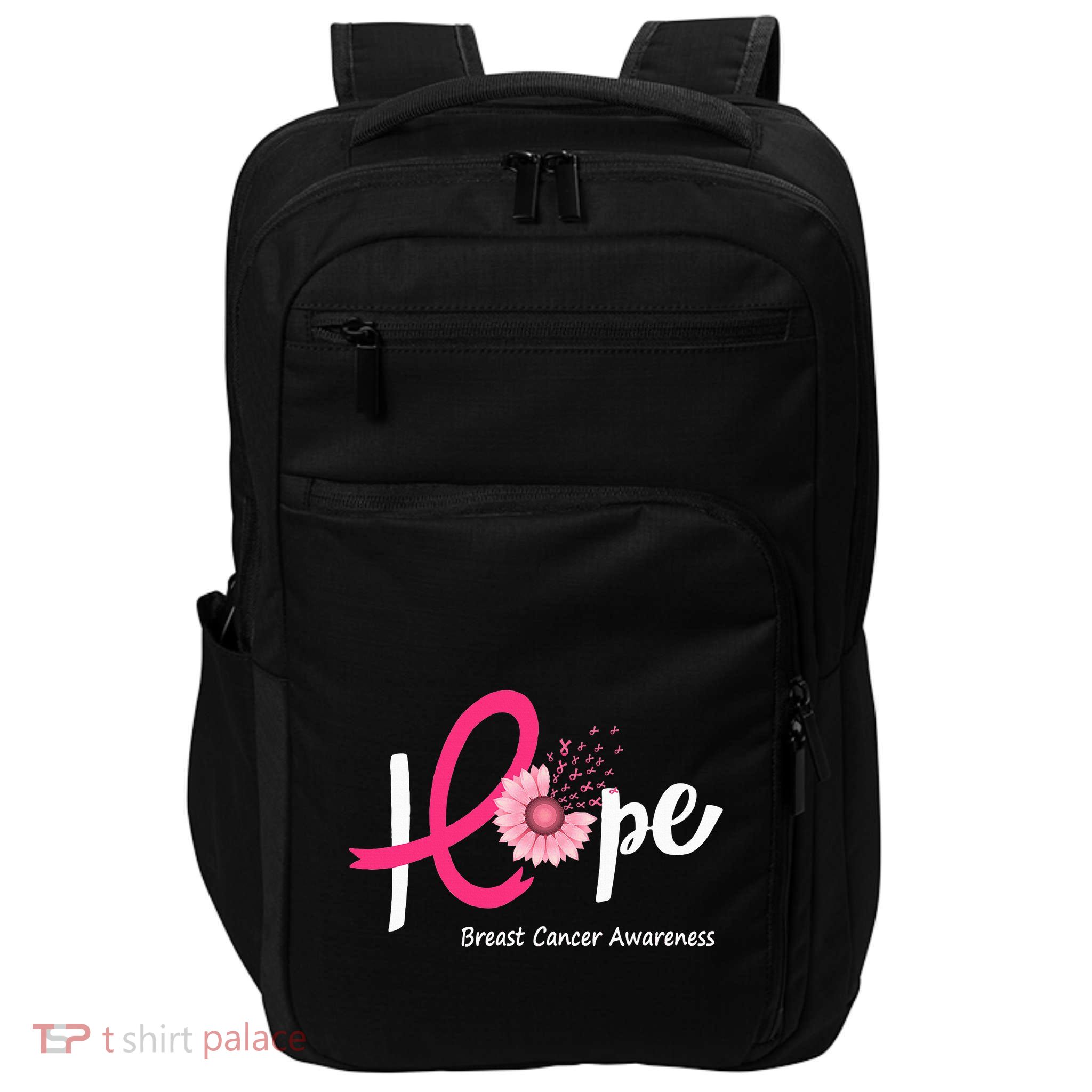 Hope Breast cancer pink Ribbons sunflower October month Impact Tech Backpack