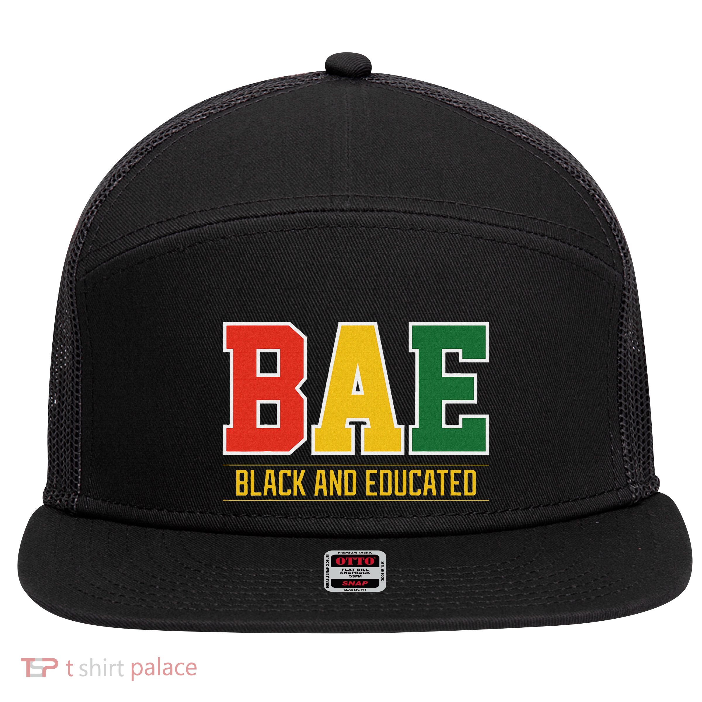 Historically Black College Bae Black And Educated 7 Panel Mesh Trucker Snapback Hat