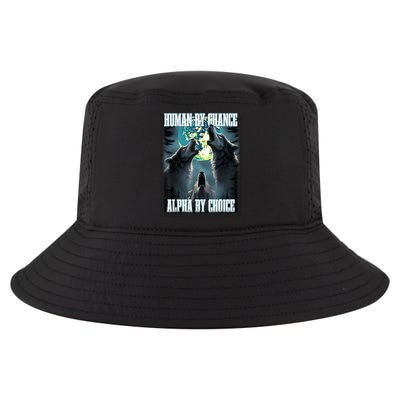 Human By Chance Alpha By Choice Funny Alpha Wolf Meme Cool Comfort Performance Bucket Hat