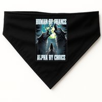 Human By Chance Alpha By Choice Funny Alpha Wolf Meme USA-Made Doggie Bandana