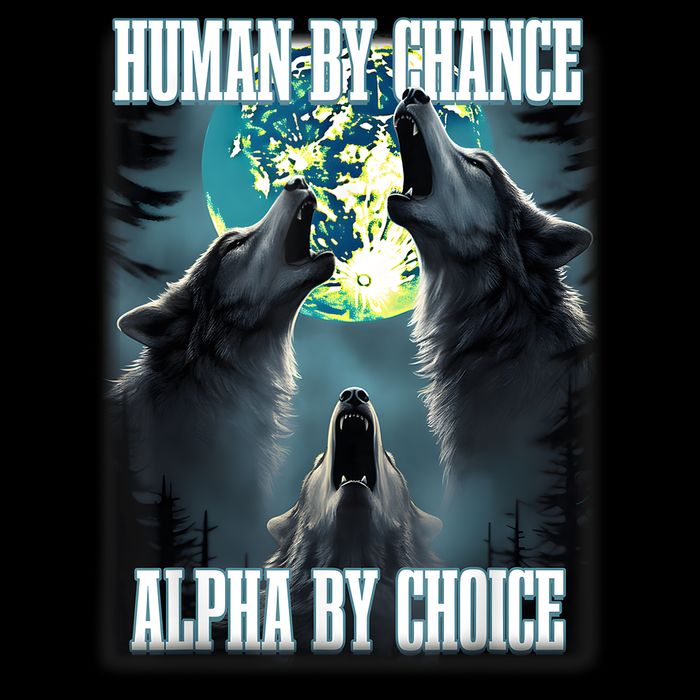 Human By Chance Alpha By Choice Funny Alpha Wolf Meme USA-Made Doggie Bandana