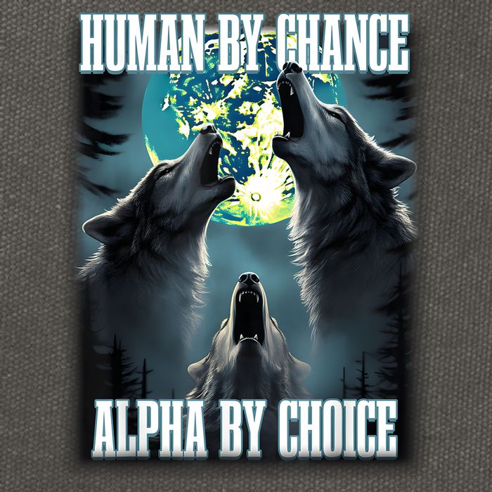Human By Chance Alpha By Choice Funny Alpha Wolf Meme Cotton Canvas Backpack