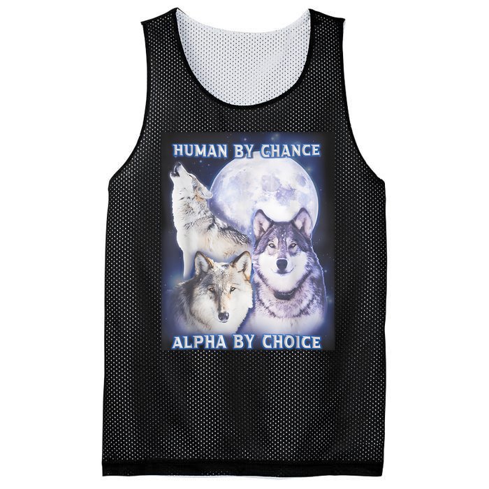 Human By Chance Alpha By Choice Alpha Wolf Mesh Reversible Basketball Jersey Tank