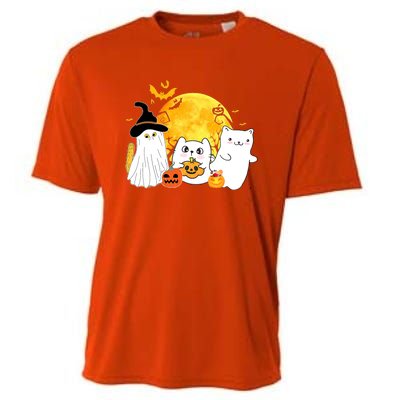 Halloween Black Cats In Ghost Costume Cute Cooling Performance Crew T-Shirt