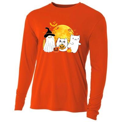 Halloween Black Cats In Ghost Costume Cute Cooling Performance Long Sleeve Crew