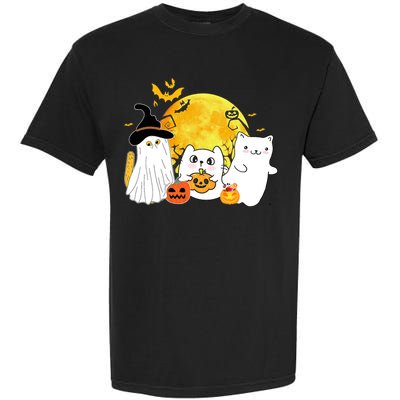 Halloween Black Cats In Ghost Costume Cute Garment-Dyed Heavyweight T-Shirt