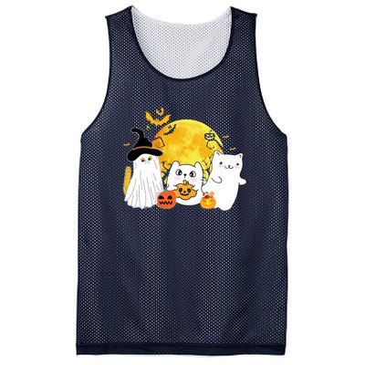 Halloween Black Cats In Ghost Costume Cute Mesh Reversible Basketball Jersey Tank