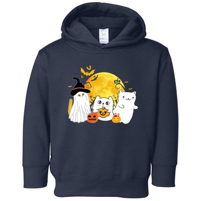 Halloween Black Cats In Ghost Costume Cute Toddler Hoodie