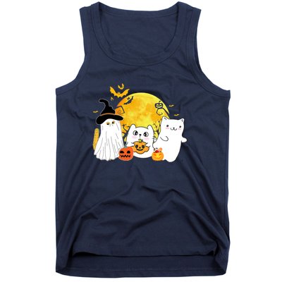 Halloween Black Cats In Ghost Costume Cute Tank Top