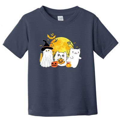 Halloween Black Cats In Ghost Costume Cute Toddler T-Shirt