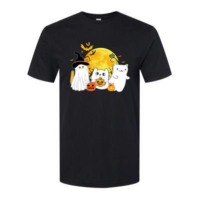 Halloween Black Cats In Ghost Costume Cute Softstyle CVC T-Shirt